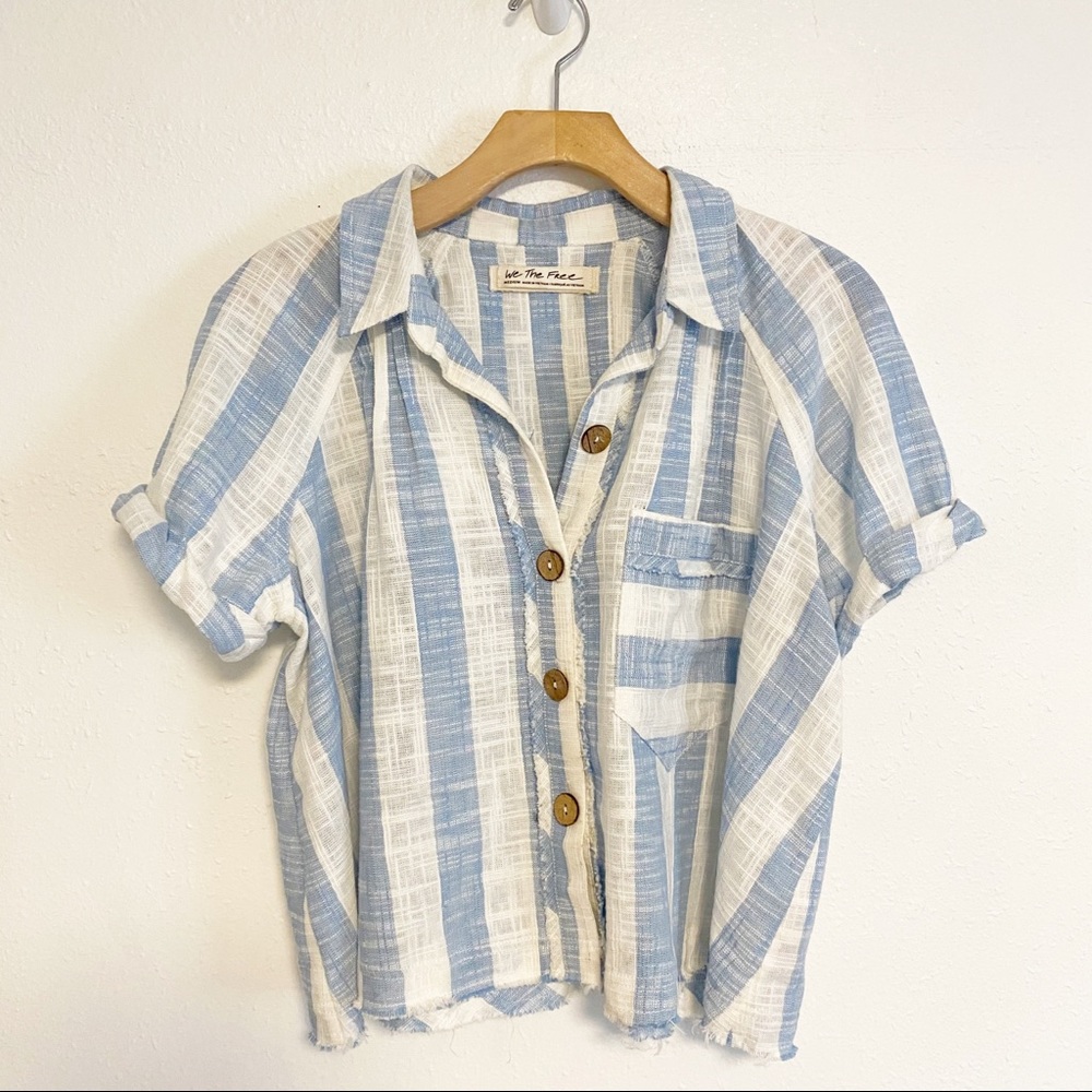 Free People Blue Skies linen top